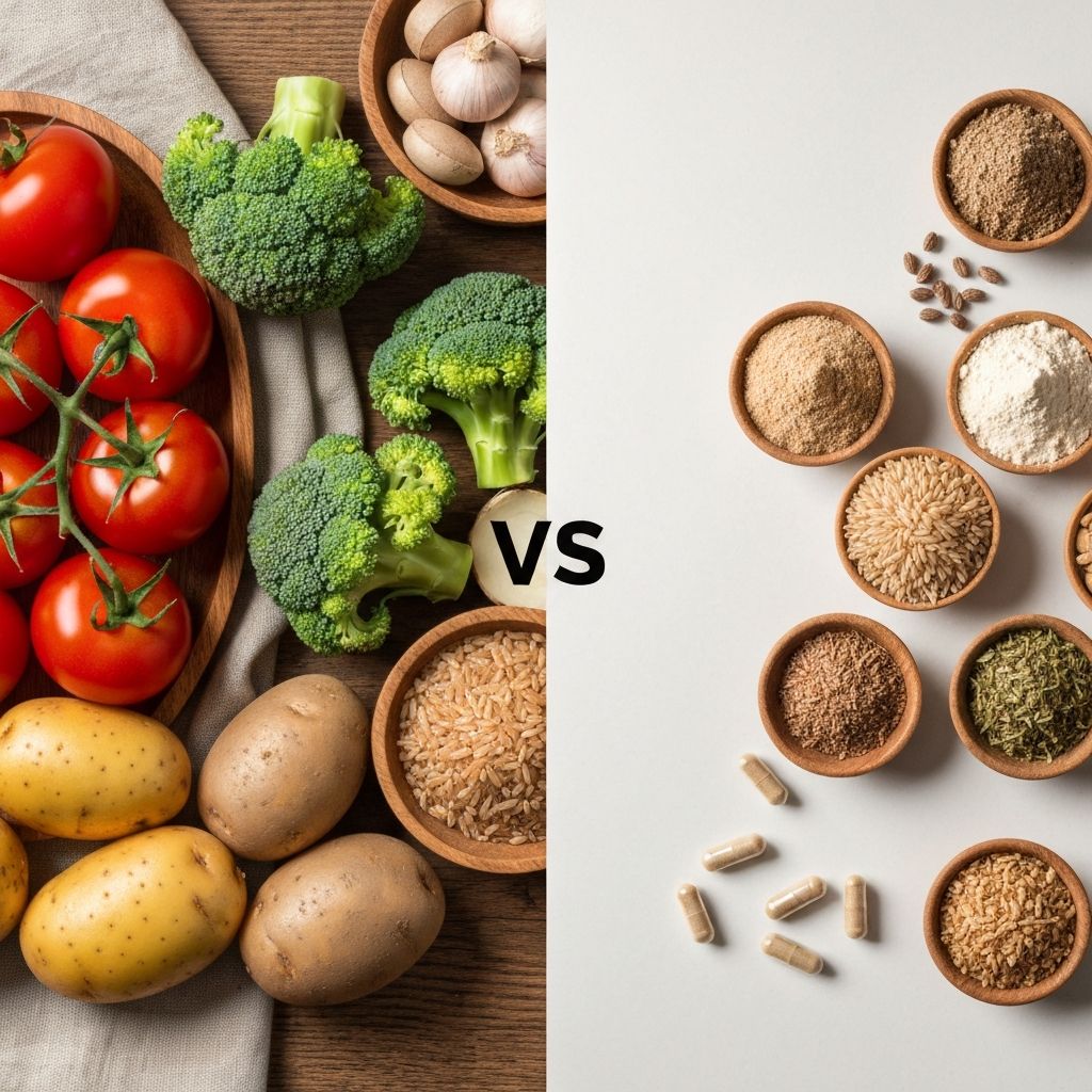 Porównanie naturalnych źródeł żywności z skoncentrowanymi formami